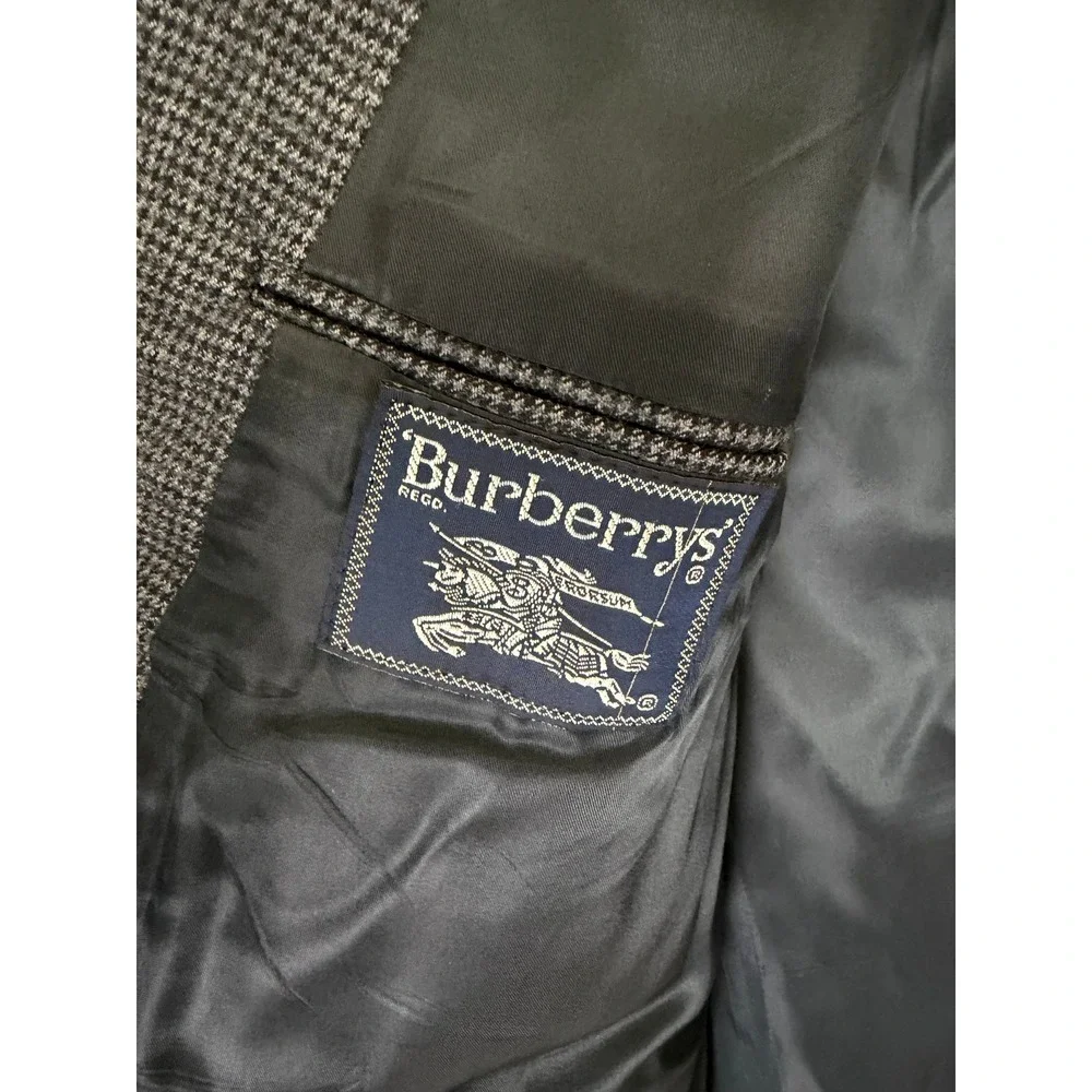 Burberrys Neiman Marcus Mens Grey Houndstooth Blazer Sport Coat 46R Vintage